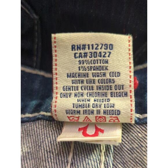 True Religion Jeans Woman's 28 Julie Dark Wash Bejeweled Y2K Button Pockets - Picture 11 of 14